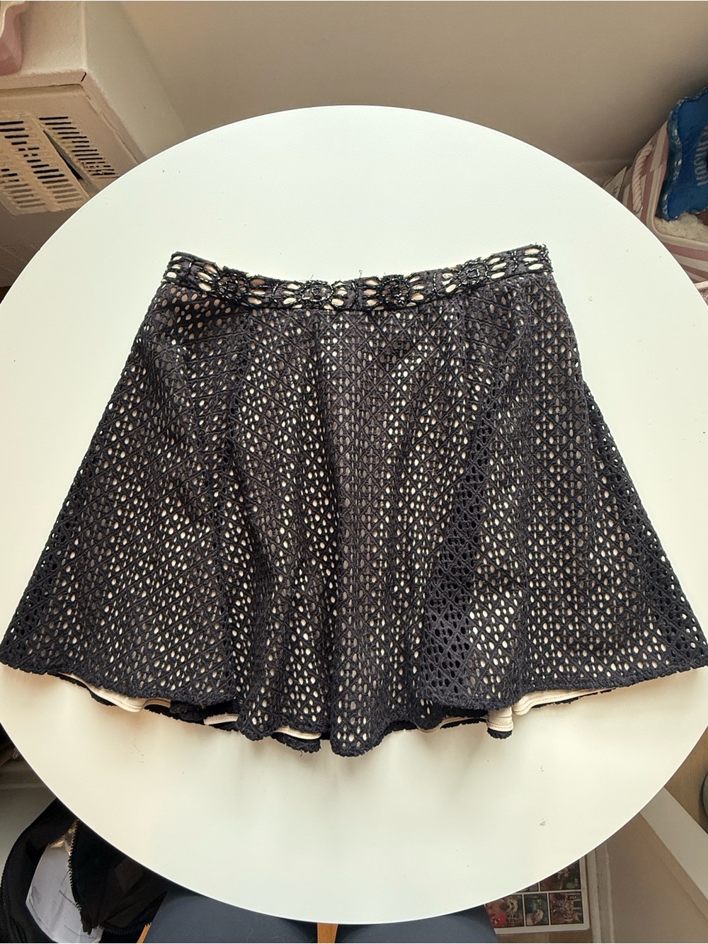 Alice + Olivia Black Crochet Circle Skirt - Picture 1 of 3